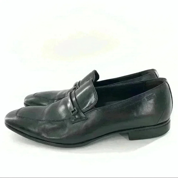 Boss Hugo Boss mens Carl loafers size 9 black leather horsebit main image 6